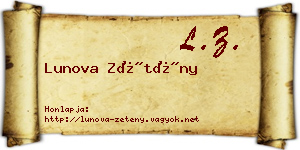 Lunova Zétény névjegykártya